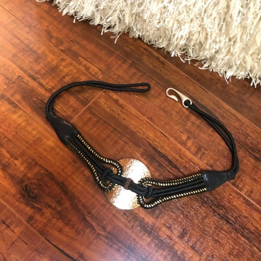 Vintage Hammered Modernist Hook Waist Belt